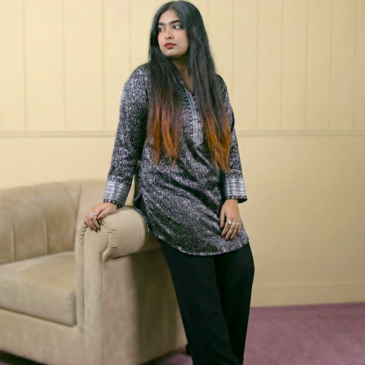 Black Indus Script Shirt (Pret)