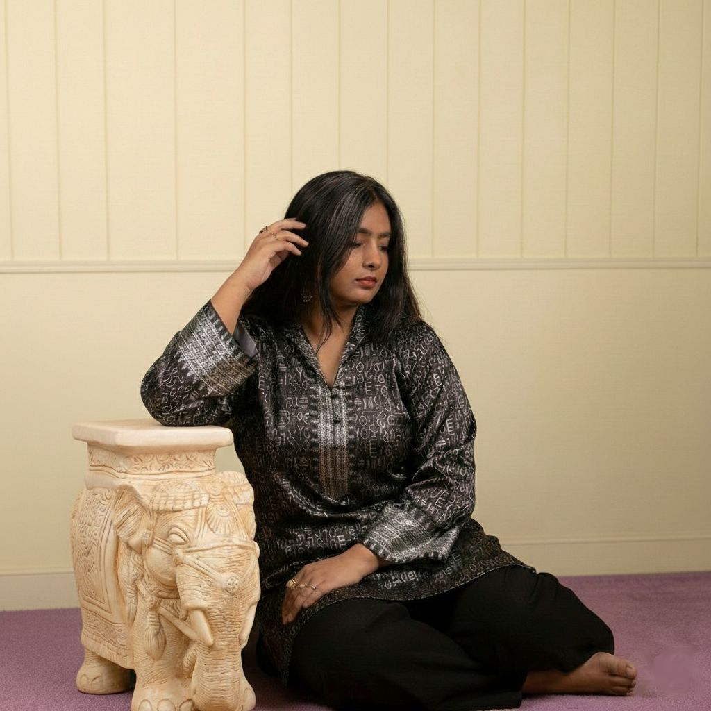 Black Indus Script Shirt (Pret)