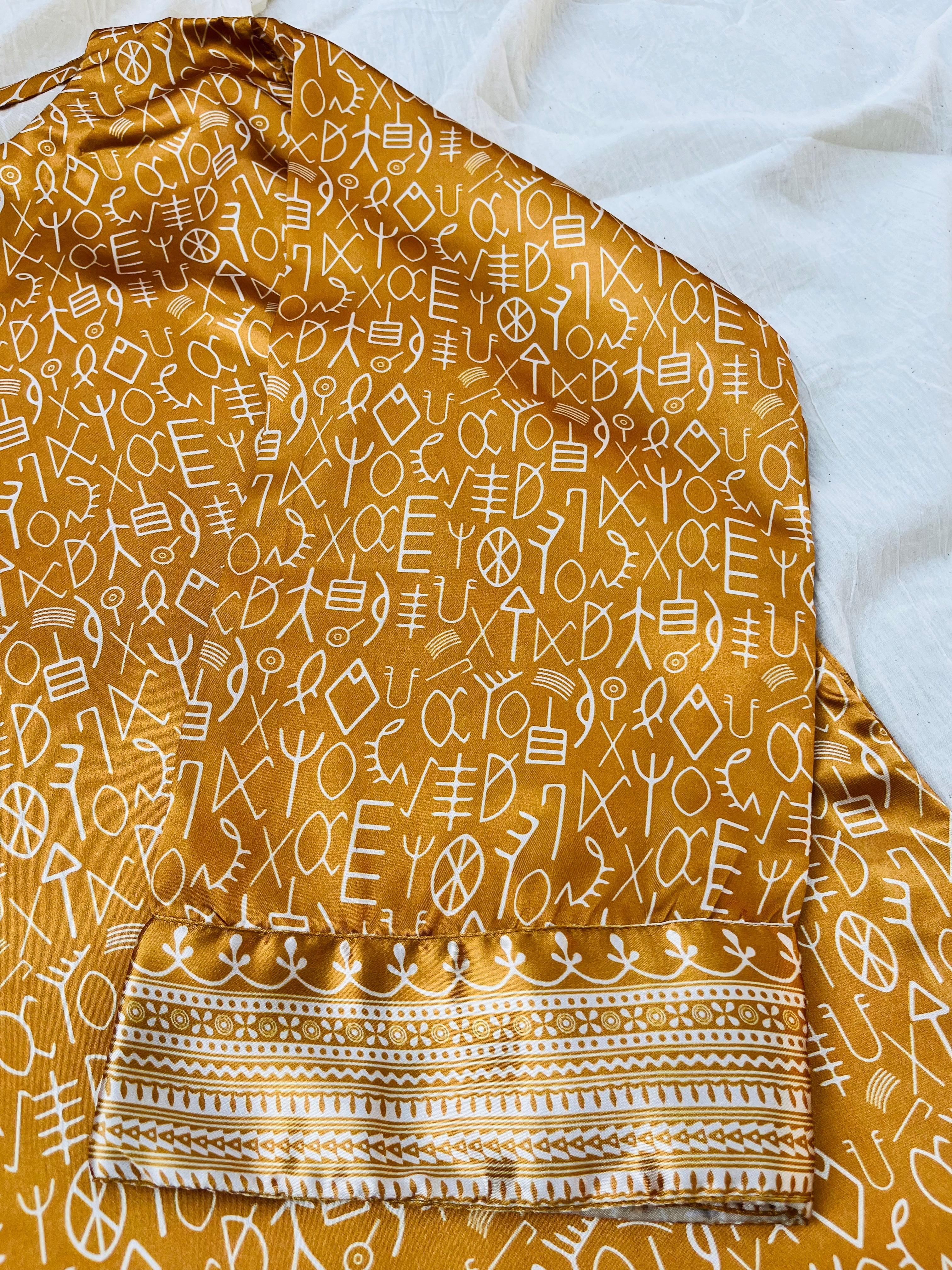 Mustard Indus Script Shirt (Pret)