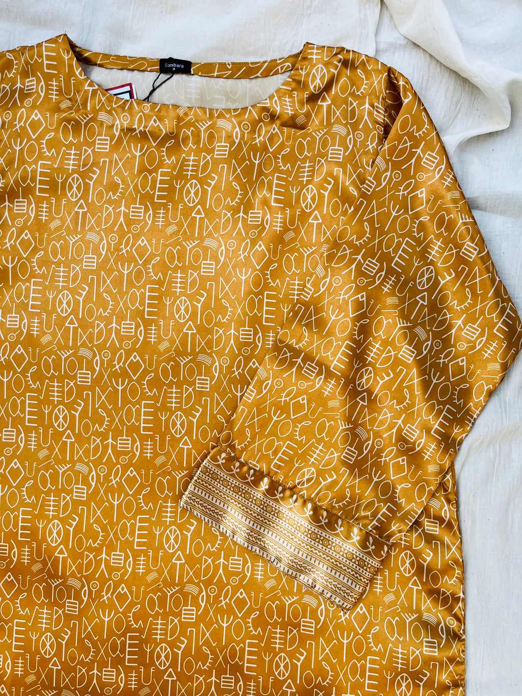 Mustard Indus Script Shirt (Pret)