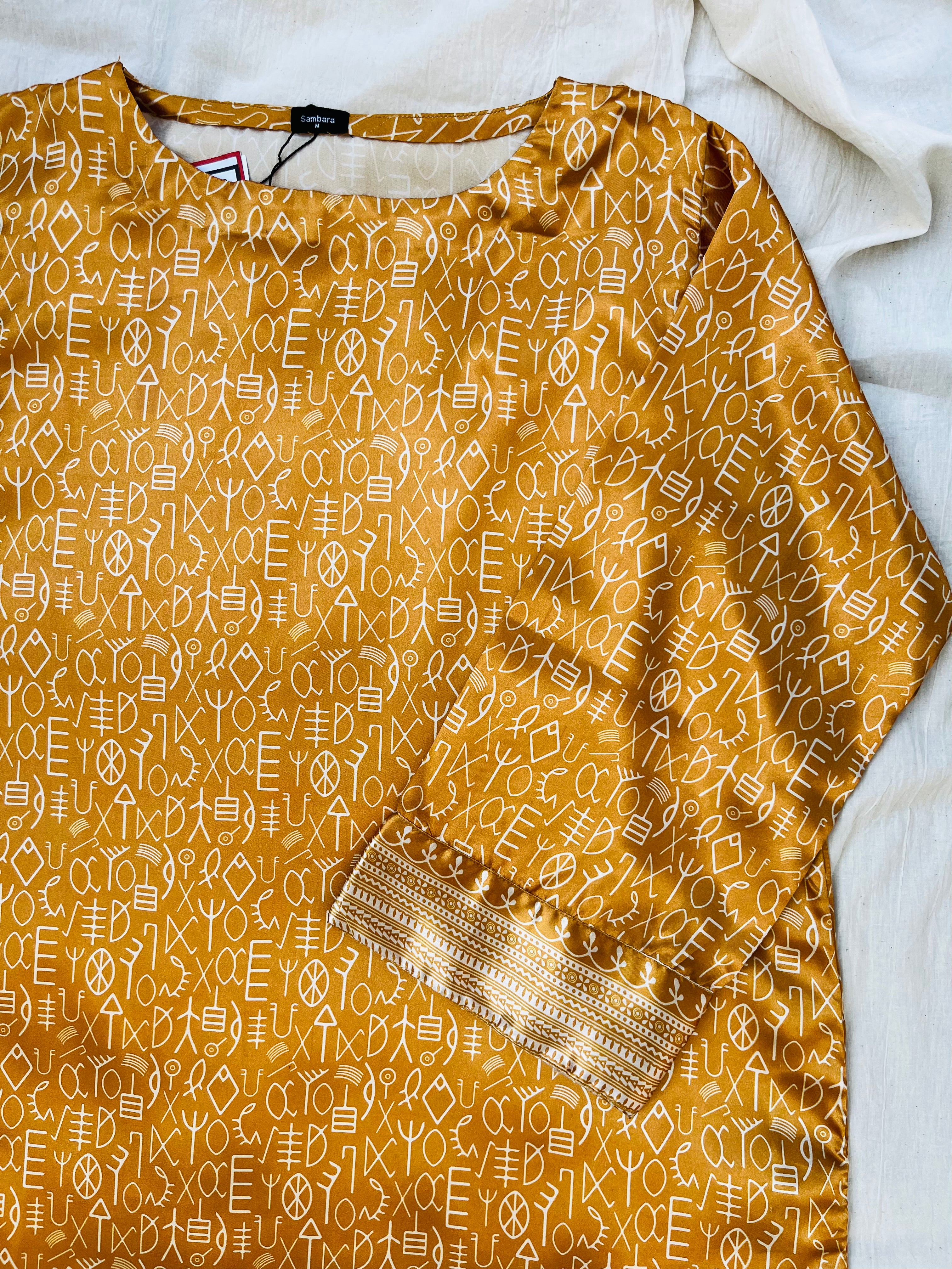 Mustard Indus Script Shirt (Pret)