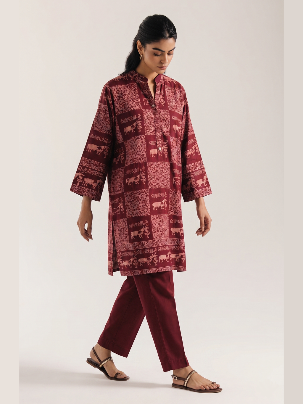 Ajrakh Unicorn Maroon