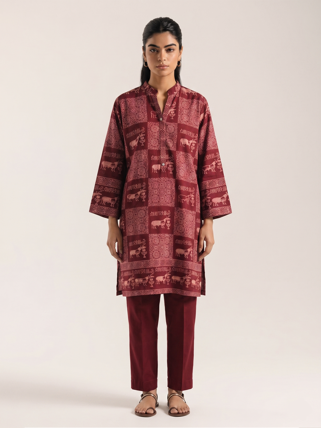 Ajrakh Unicorn Maroon