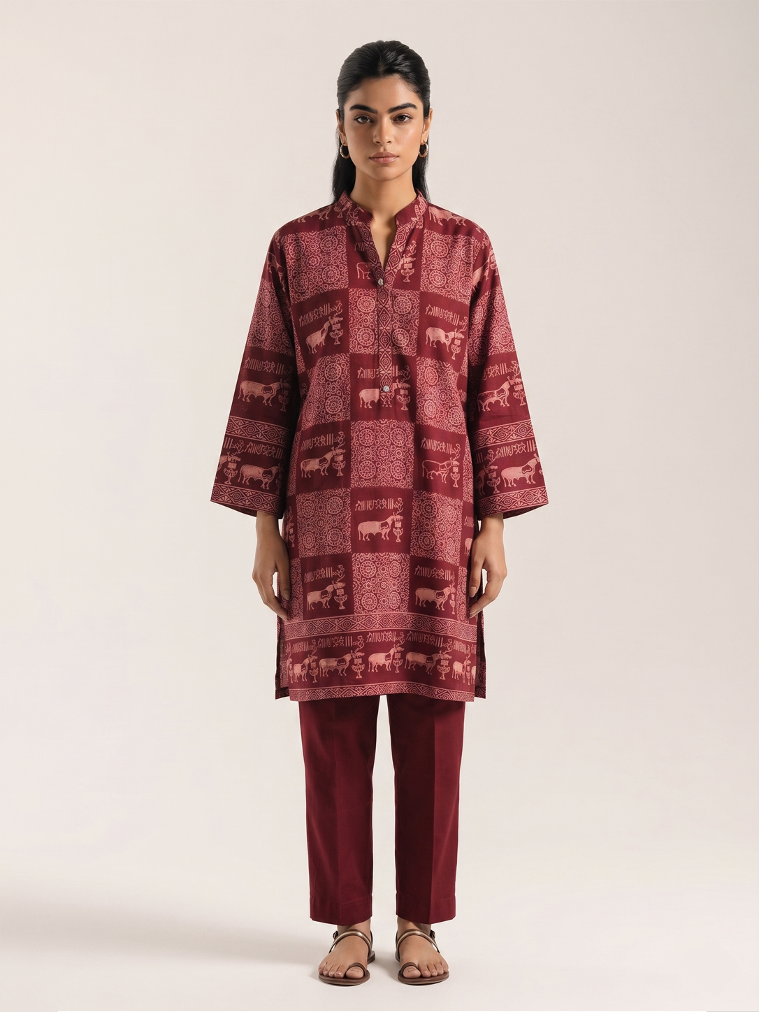 Ajrakh Unicorn Maroon