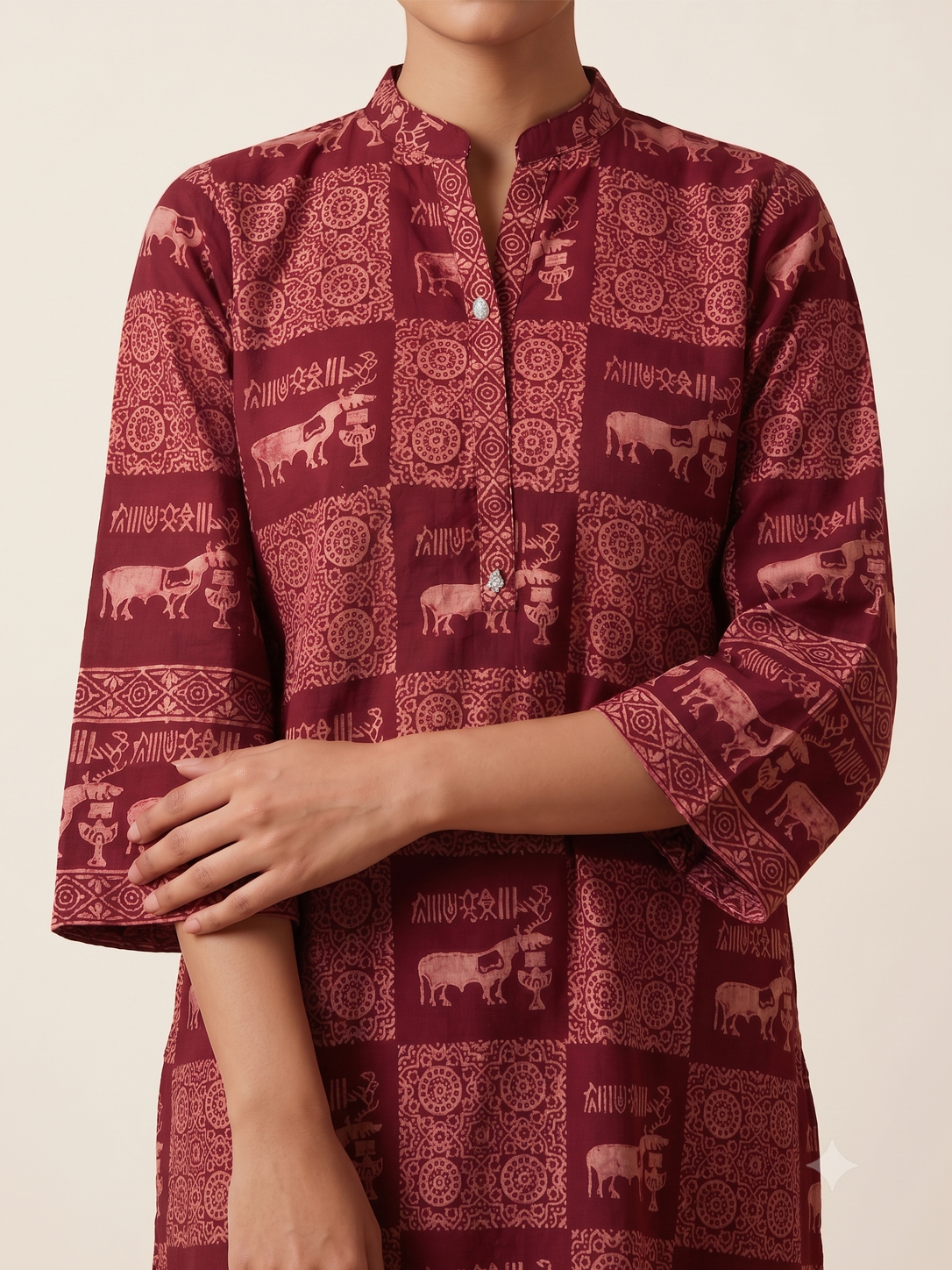 Ajrakh Unicorn Maroon