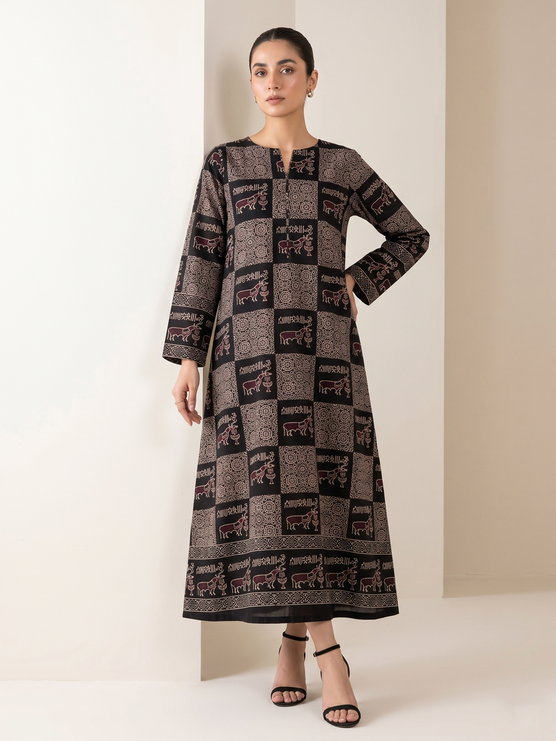 Ajrakh Unicorn Black Unstitched