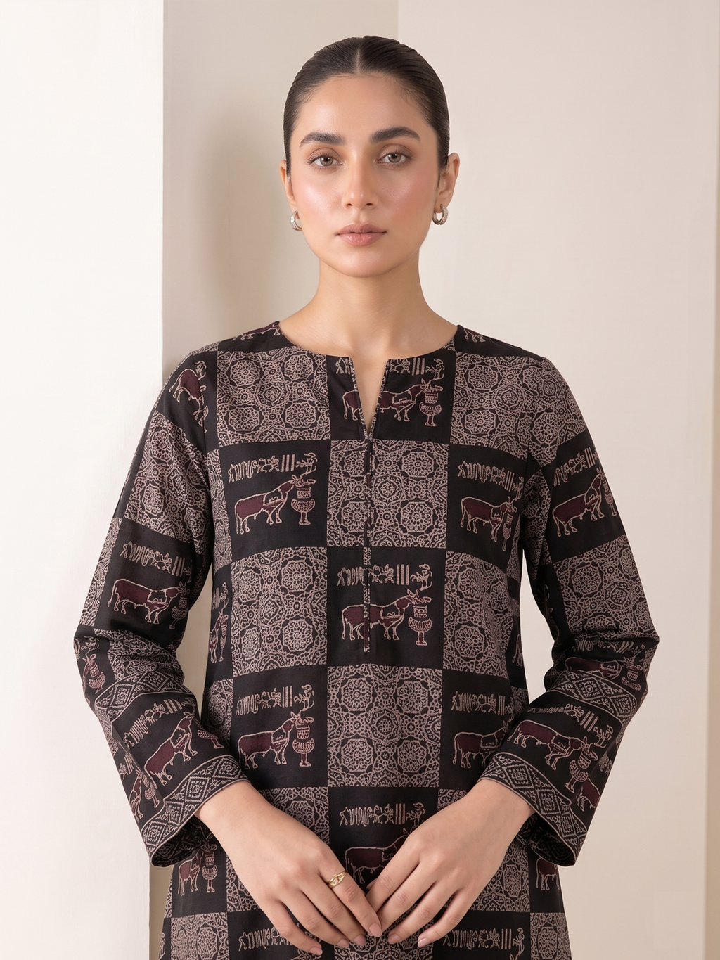Ajrakh Unicorn Black Unstitched
